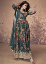 Real Georgette Multi Colour Wedding Wear Printed Readymade Anarkali Suit